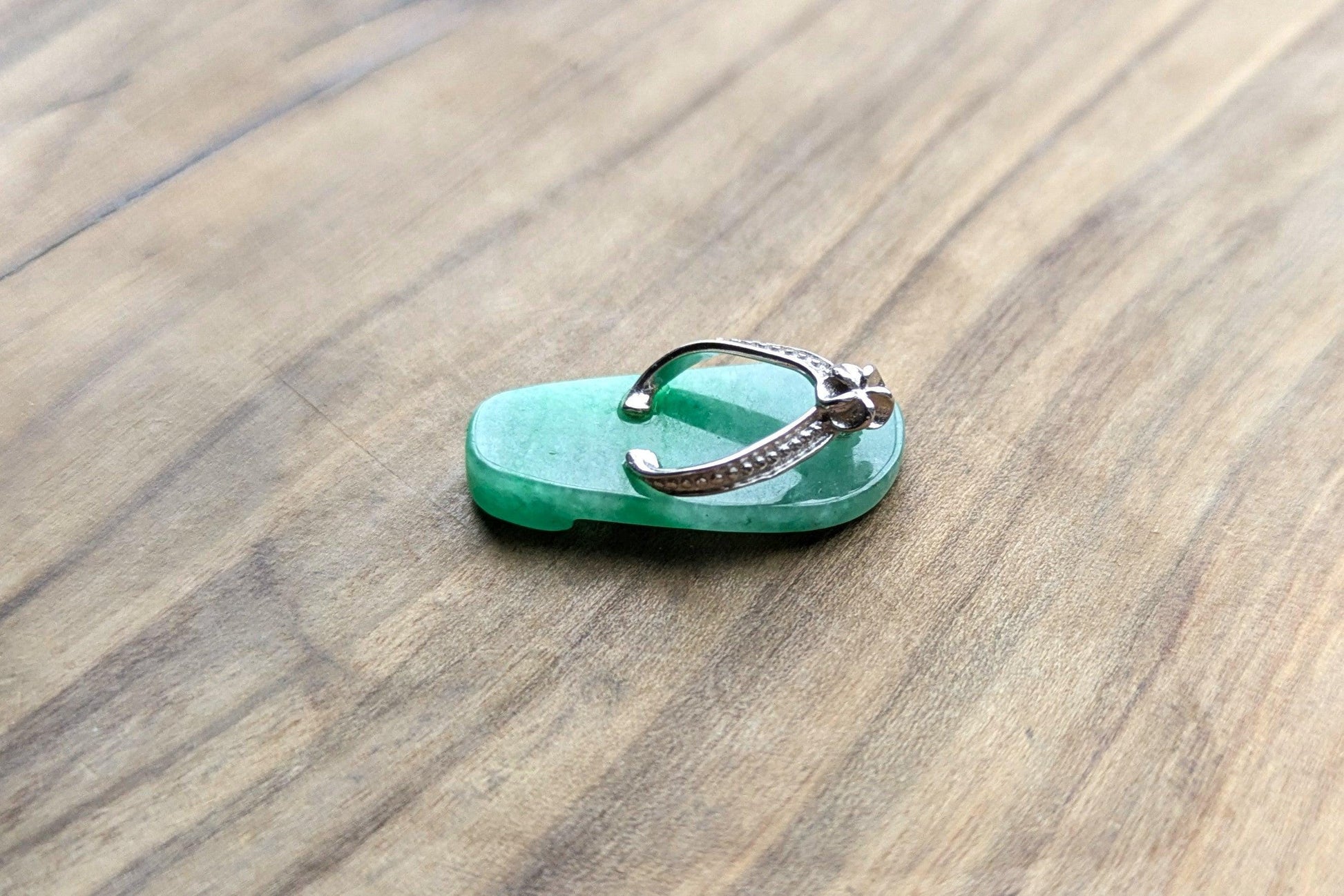 Sterling Silver Jade Sole Sandal Charm - Tested Sterling Silver - Small Slipper/Flip-Flop Charm