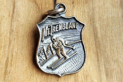 Sterling Silver Mont Tremblant Skier Charm - Stamped and Tested Sterling Silver - Quebec Mountain Charm - Canadian Skiing