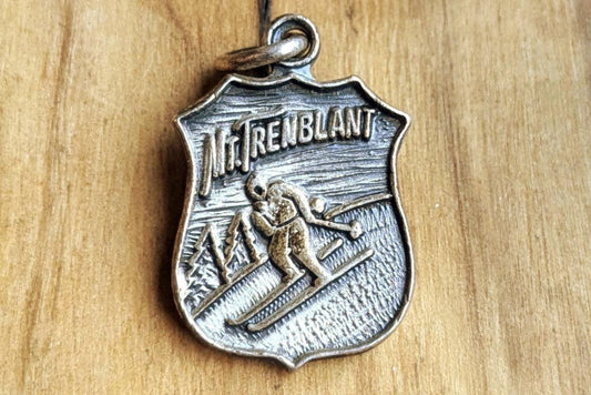 Sterling Silver Mont Tremblant Skier Charm - Stamped and Tested Sterling Silver - Quebec Mountain Charm - Canadian Skiing