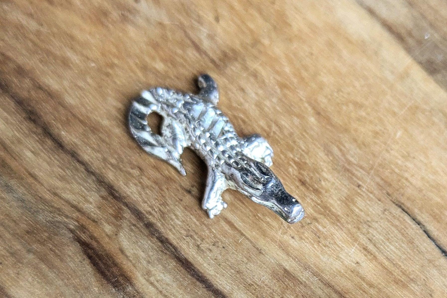 Sterling Silver Alligator/Crocodile Charm - Stamped and Tested Sterling Silver - Animal Jewelry
