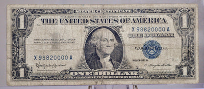 1957 B Silver Certificate 1 Dollar Note - Fancy Solid Repeater Serial Number - 98820000 - 1957B One Dollar Blue Seal Banknote - Fr#1621