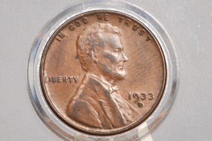 1933-D Wheat Penny - Red / BU - Denver Mint - 1933D Wheat Ear Cent - 1933 D Cent, Rarer Penny, Higher Grade