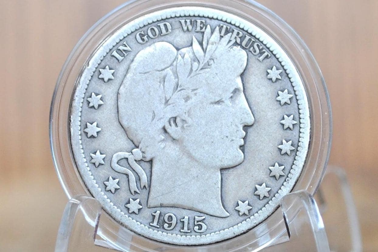 1915-S Barber Silver Half Dollar - VG (Very Good) Condition - San Francisco Mint - 1915S Half Dollar 1915 S Barber 50 Cent Coin 1915 US