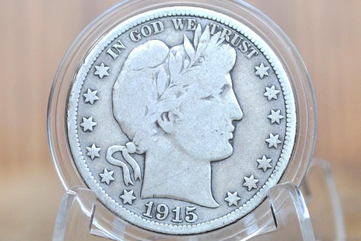 1915 Barber Silver Half Dollars, P,D,S - Choose by Mint & Grade - San Francisco Mint - 1915S Half Dollar 1915 D Barber 50 Cent Coin 1915P
