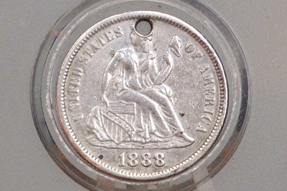 Genuine Antique Love Token, MJM - Made From an 1888 Silver Dime - Beautiful Scroll Work, 1800s Silver Love Token, "MJM" Love Token