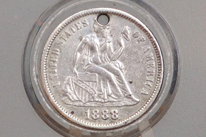 Genuine Antique Love Token, MJM - Made From an 1888 Silver Dime - Beautiful Scroll Work, 1800s Silver Love Token, "MJM" Love Token