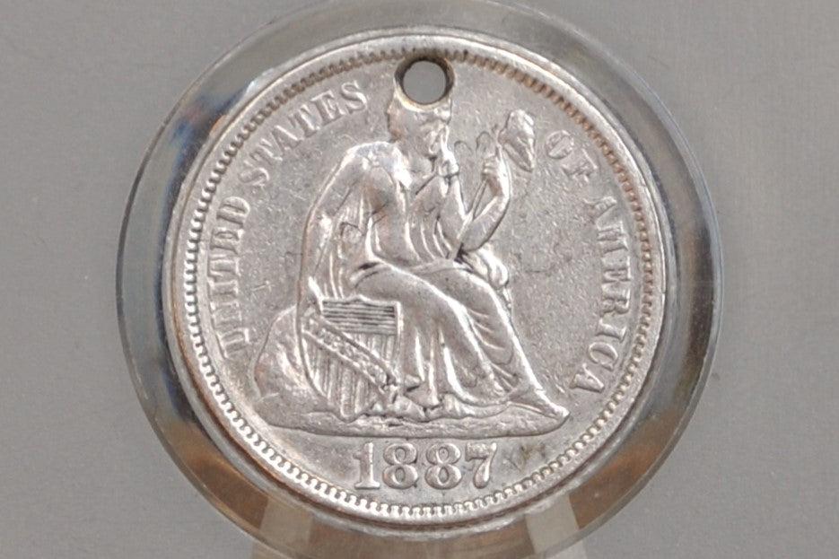 Genuine Antique Love Token, Frank - Made From an 1887 Silver Dime - Beautiful Scroll Work, 1800s Silver Love Token, "Frank" Love Token