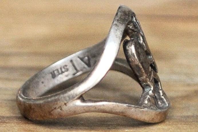 Native American Split Design Kokopelli Ring - Size 5 - Stamped and Tested Sterling Silver - Rare Native American Deity Jewelry