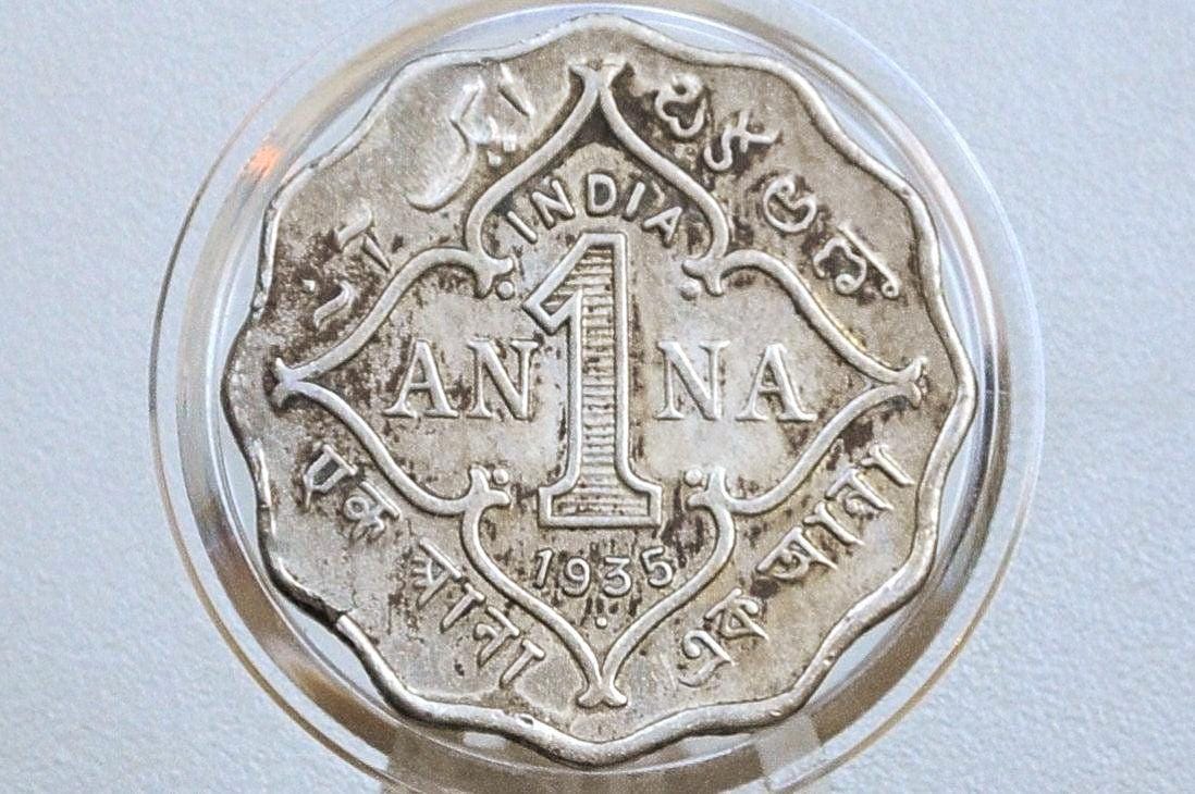 Rarer Year India 1 Anna 1935 - Uncirculated Condition, Cleaned - British India One Anna, High Grade, Great Coin -