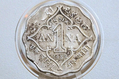 Rarer Year India 1 Anna 1935 - Uncirculated Condition, Cleaned - British India One Anna, High Grade, Great Coin -