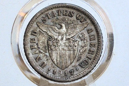 Silver 1917 S Philippines 10 Centavos - XF Condition - United States Occupation of Philippines - Silver Centavos -