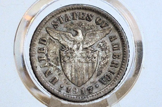Silver 1917 S Philippines 10 Centavos - XF Condition - United States Occupation of Philippines - Silver Centavos -