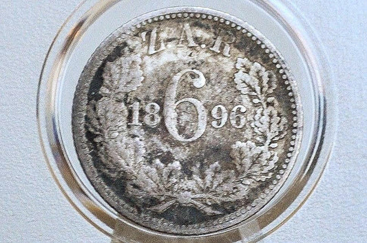 Rare 1896 Silver South Africa 6 Pence - Great Condition - Sterling Silver - South Africa Republic Z.A.R. Pond - Only 205k Minted