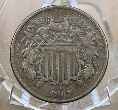 1867 Two Cent US Coin - Choose by Grade / Condition - Civil War Era - 2 Cent Piece 1867