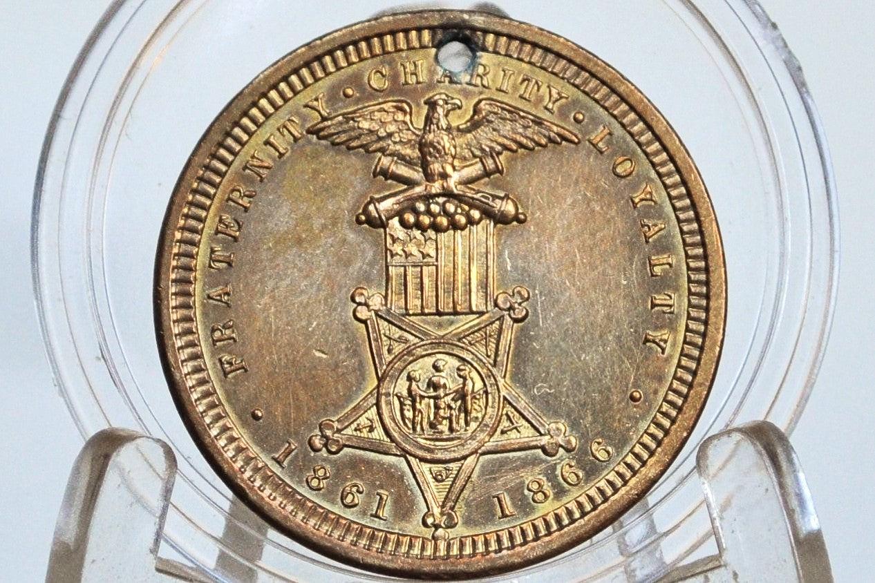 1861-1866 Fraternity Charity Loyalty Military Medallion - 1861 - 1866 GAR National Encampment Fraternity Charity Loyalty