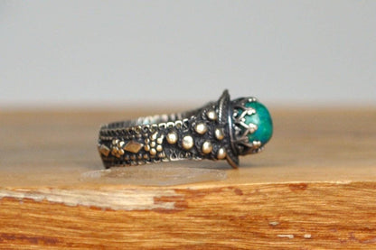 Extremely Rare Silver Solomon&#39;s Stone Ring - Size 5.5 - Stamped and Tested Sterling Silver - Eilat Stone - Solomon Mines - Israeli Jewelry