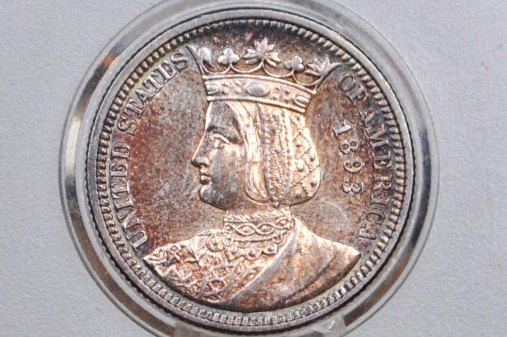 1893 Isabella Quarter, Columbian Exposition Quarter - Uncirculated, Toned - Rare Commemorative Quarter from the World's Columbian Exposition