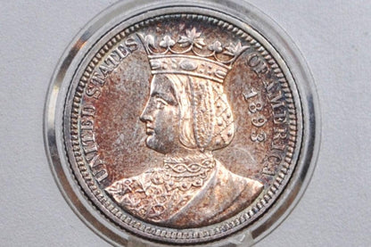 1893 Isabella Quarter, Columbian Exposition Quarter - Uncirculated, Toned - Rare Commemorative Quarter from the World's Columbian Exposition