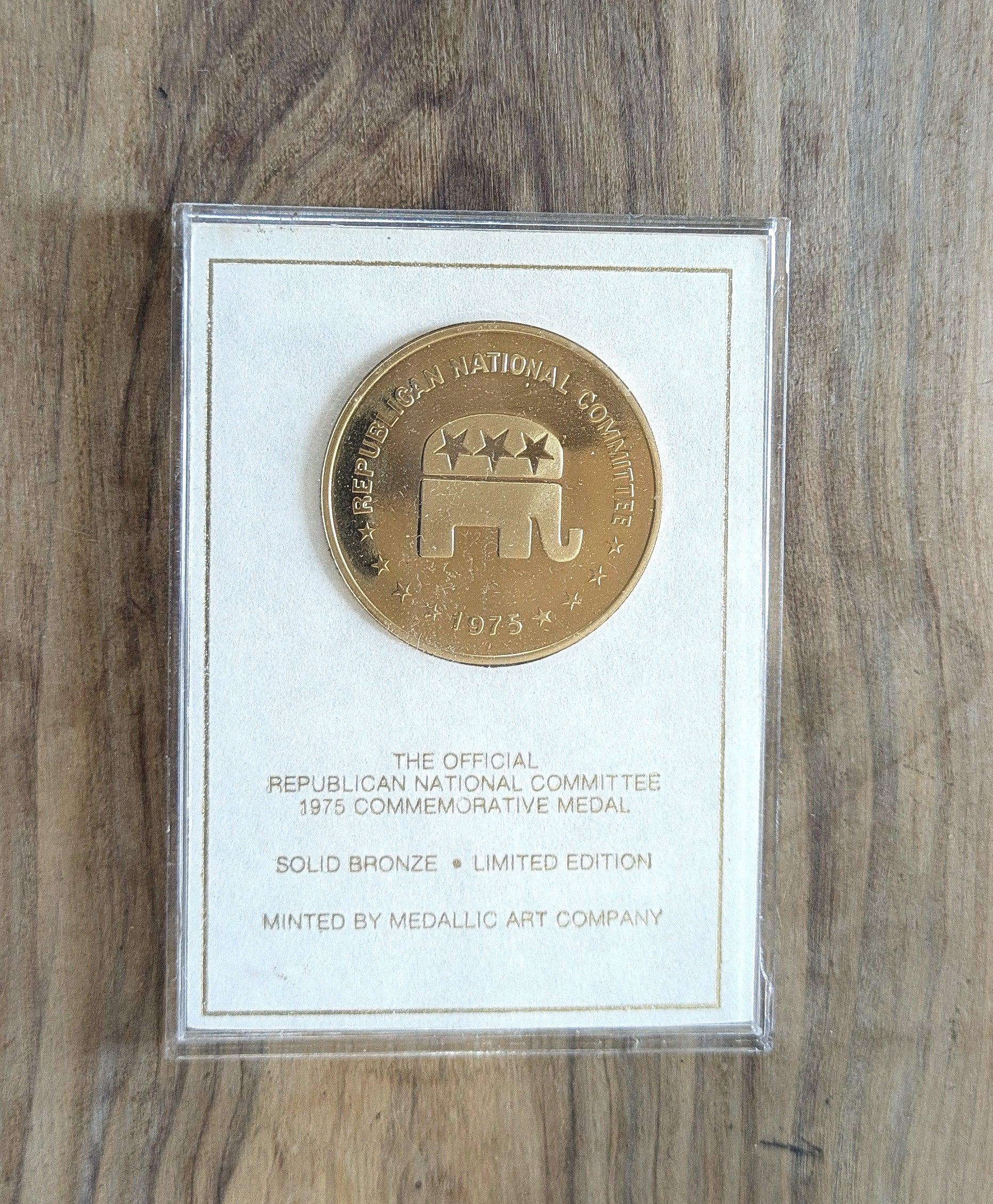 1975 Republican National Committee Gerald R. Ford Medal - Solid Bronze Limited Edition Official Republican Committee 1975 Commemorative Meda