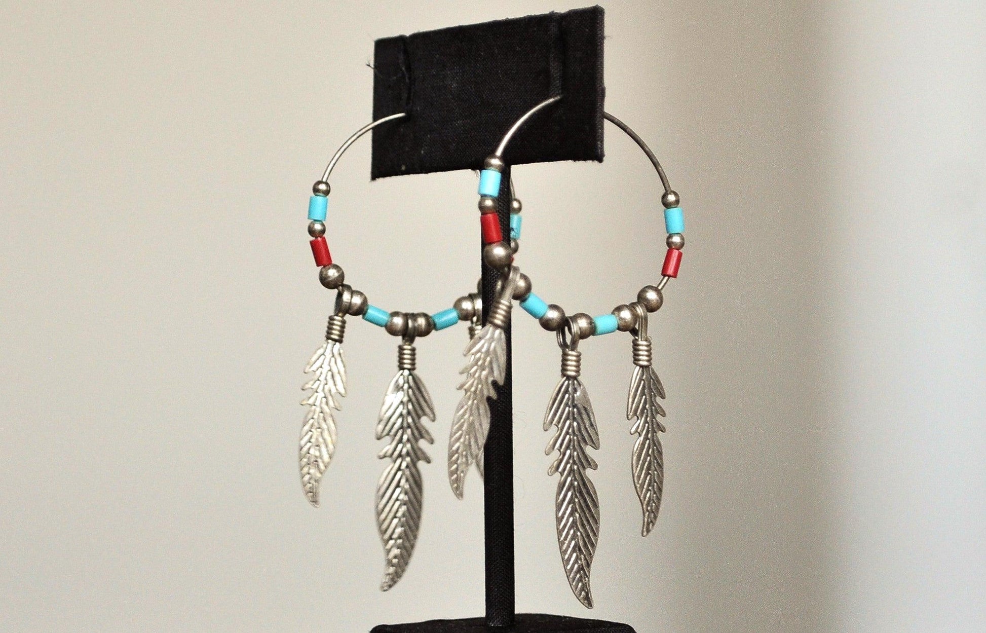 Sterling Silver and Enamel Native American Feather Earrings - Tested Sterling Silver - Sacred Native Feather Earrings