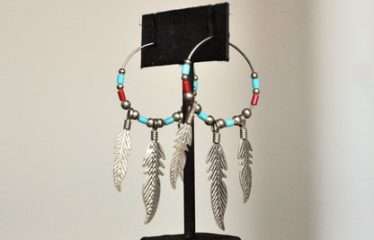 Sterling Silver and Enamel Native American Feather Earrings - Tested Sterling Silver - Sacred Native Feather Earrings