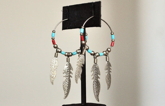 Sterling Silver and Enamel Native American Feather Earrings - Tested Sterling Silver - Sacred Native Feather Earrings