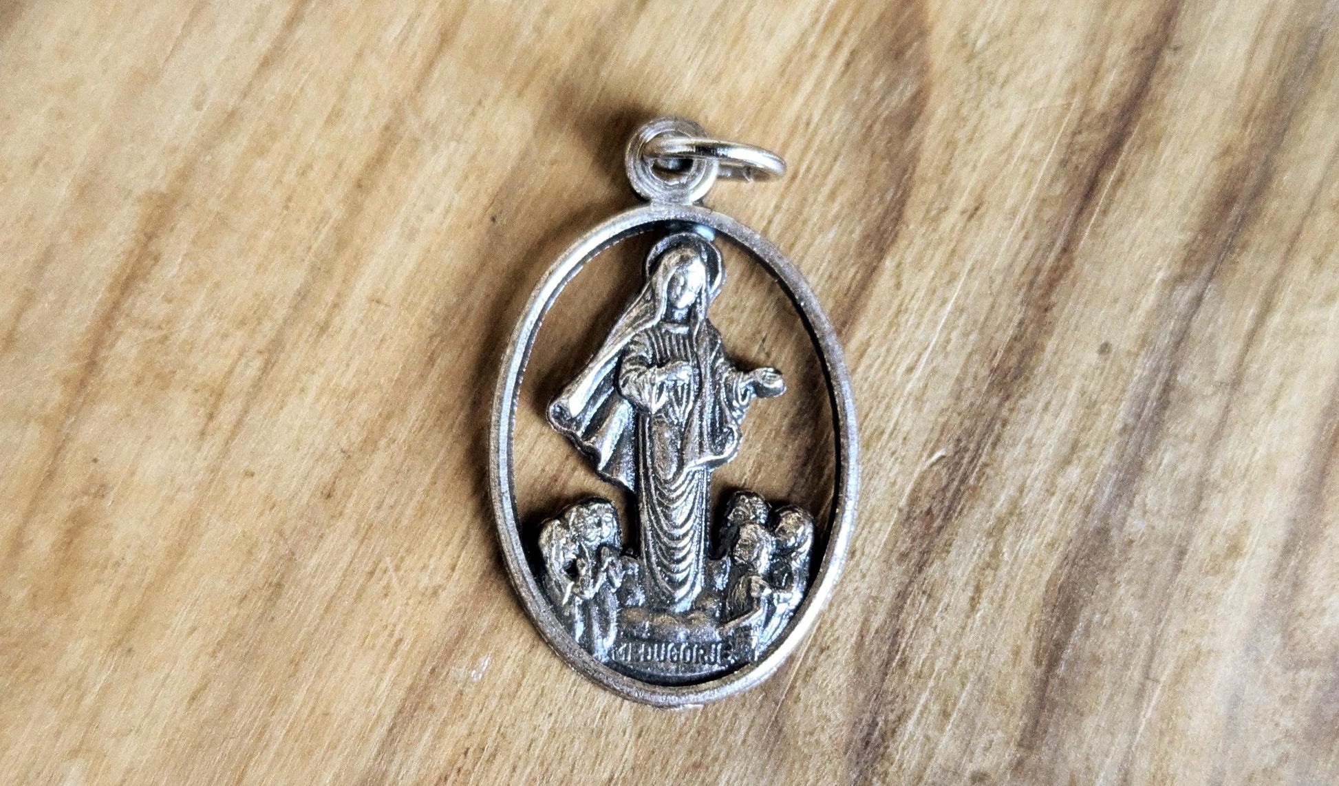 Sterling Silver Our Lady Queen of Peace Medugorje Bosnia Mary Pendant - Tested Sterling Silver - Our Lady of Medugorje - Our Lady Charm