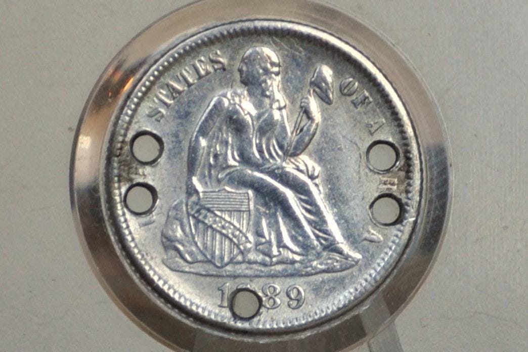 Genuine Antique Love Token, Jacob - Made From an 1880's Silver Dime - Beautiful Scroll Work, 1800s Silver Love Token, "Jacob" Love Token