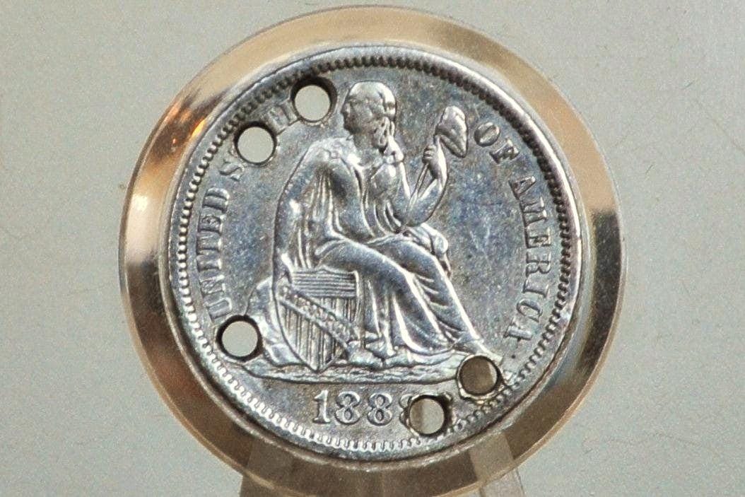 Genuine Antique Love Token, Will - Made From an 1880's Silver Dime - Beautiful Scroll Work, 1800s Silver Love Token, "Will" Love Token