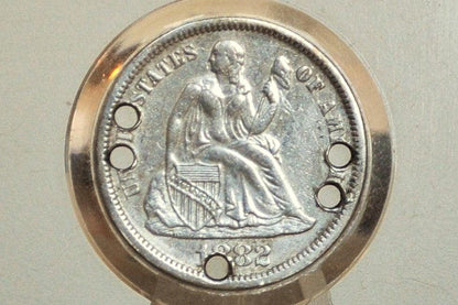 Genuine Antique Love Token, W & A - Made From An 1880'S Silver Dime - Beautiful Scroll Work, 1800S Silver Love Token, "W And A" Love Token