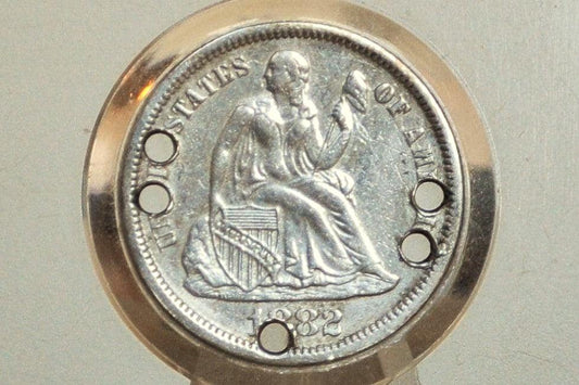 Genuine Antique Love Token, W & A - Made From An 1880&#39;S Silver Dime - Beautiful Scroll Work, 1800S Silver Love Token, &quot;W And A&quot; Love Token