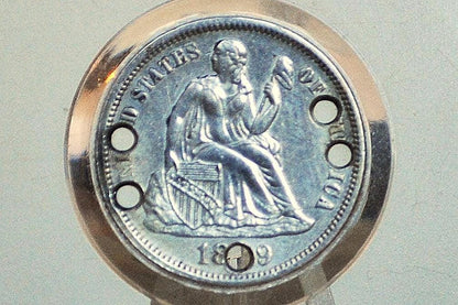 Genuine Antique Love Token, G & H? - Made From An 1880'S Silver Dime - Beautiful Scroll Work, 1800S Silver Love Token, "G And H" Love Token