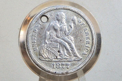 Genuine Antique Love Token, Owl & Tree Scene - Made From an 1877 Silver Dime - Beautiful Scroll Work, 1800s Silver Love Token, Nature Scene