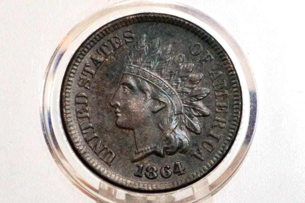 1864-L Indian Head Penny Bronze - Choice Au - 1864 L Cent - Bronze Variety, L - Incredible Coin, Stunning