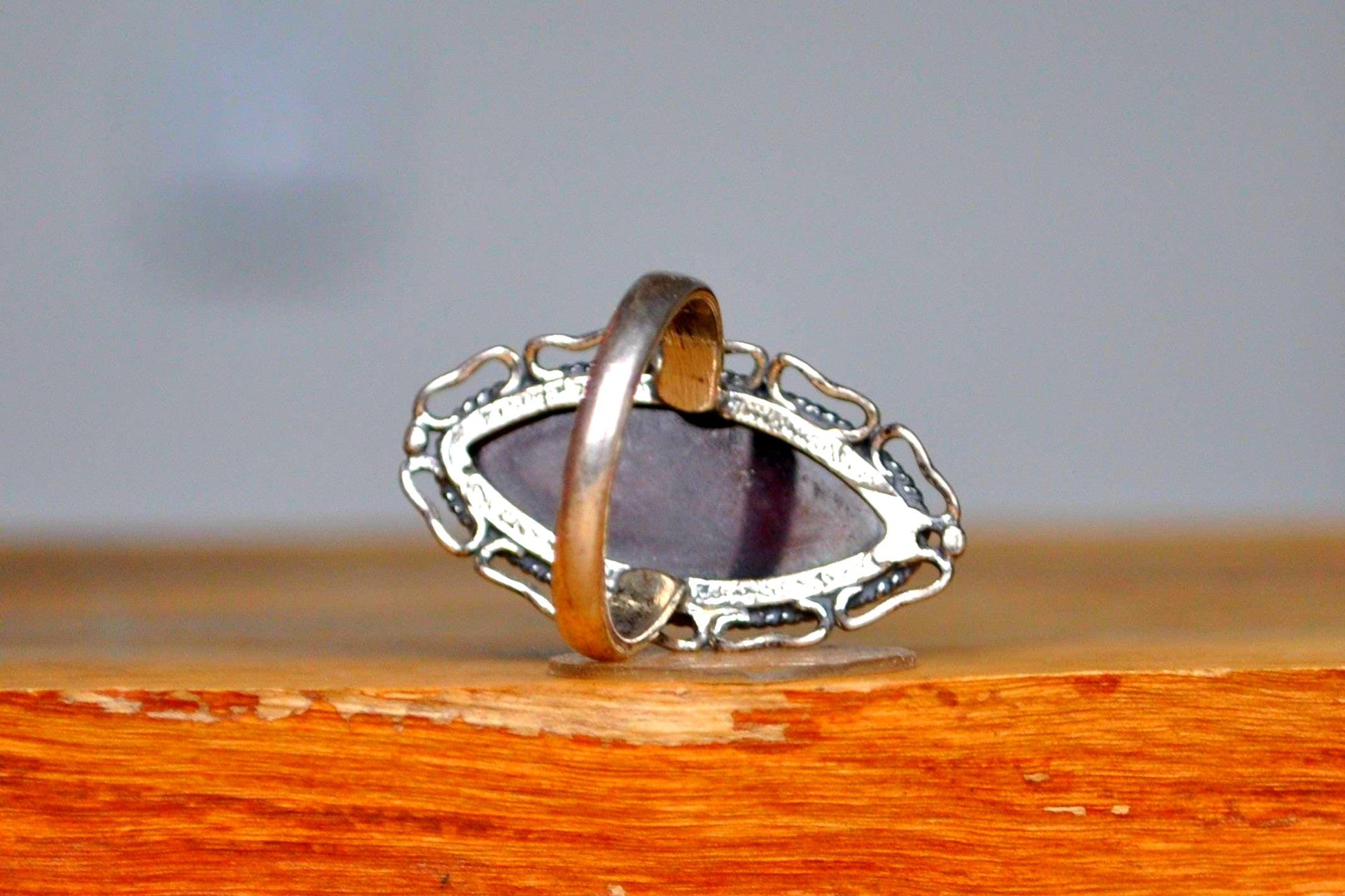 Cherry Amber Cocktail Ring - Size 8 - Stamped and Tested Sterling Silver - Slender Oval Cut