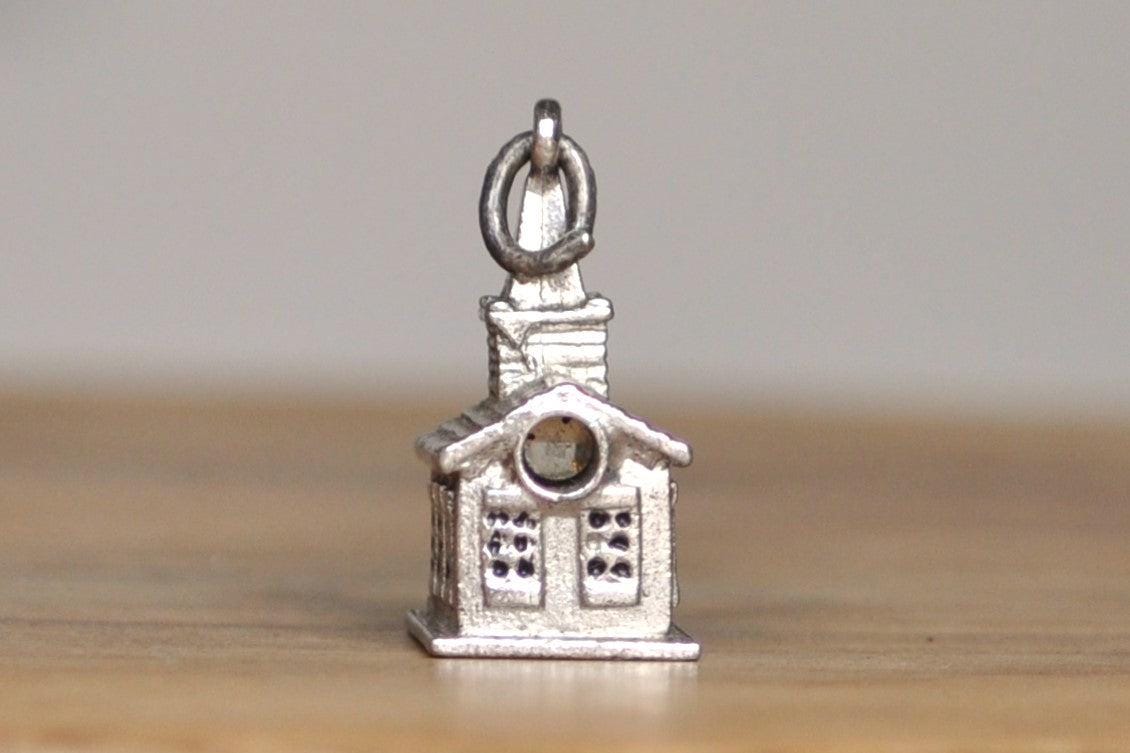 Sterling Silver Christian Church Charm - Tested Sterling Silver - Church and Steeple Charm
