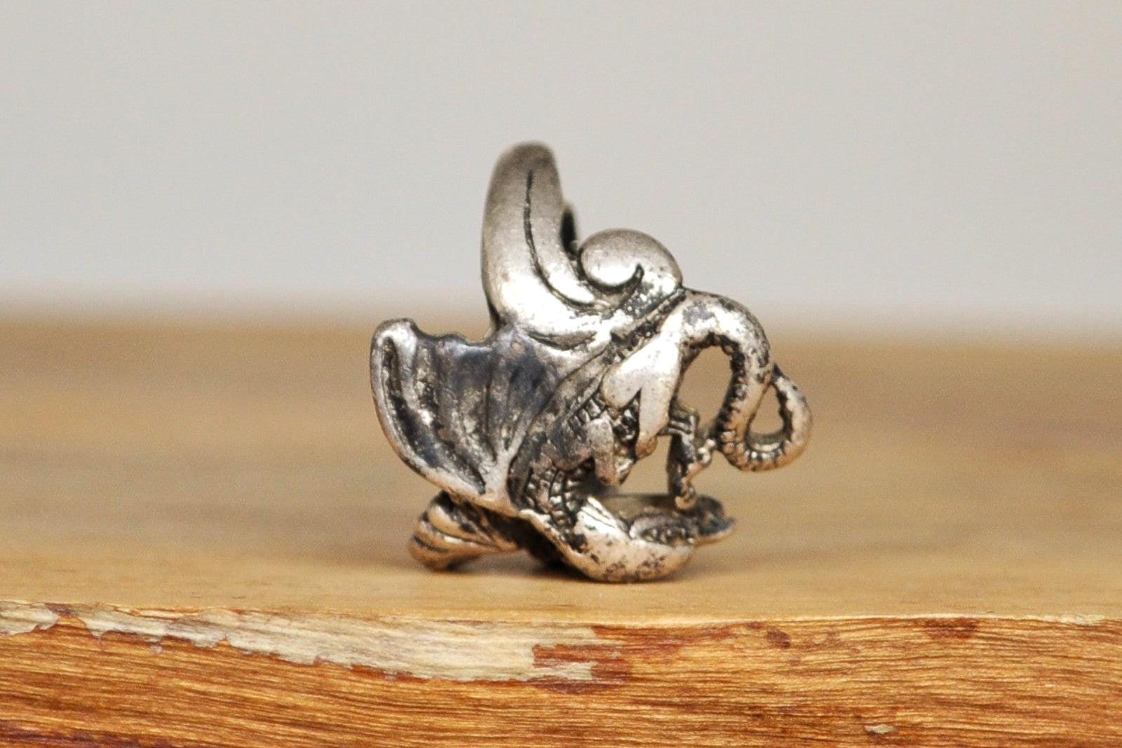Sterling Silver Dragon Ring - Size 7 - Stamped and Tested Sterling Silver - Chipped Jewelry - Fixable