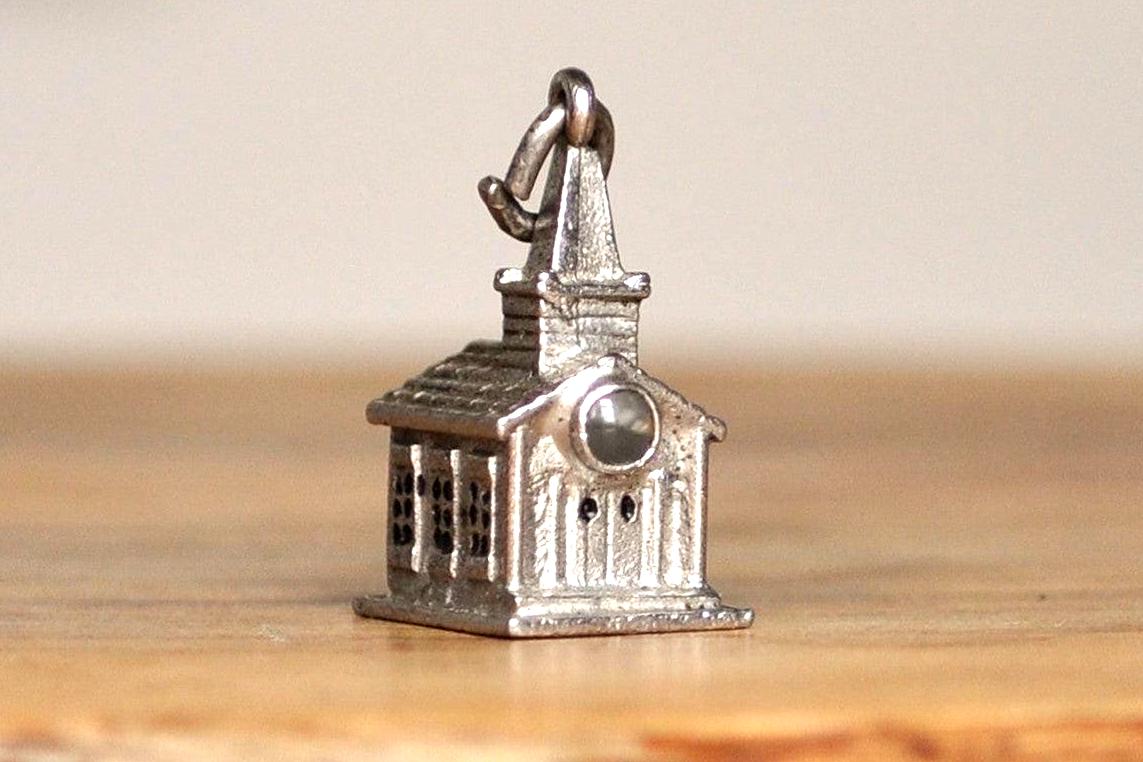 Sterling Silver Christian Church Charm - Tested Sterling Silver - Church and Steeple Charm