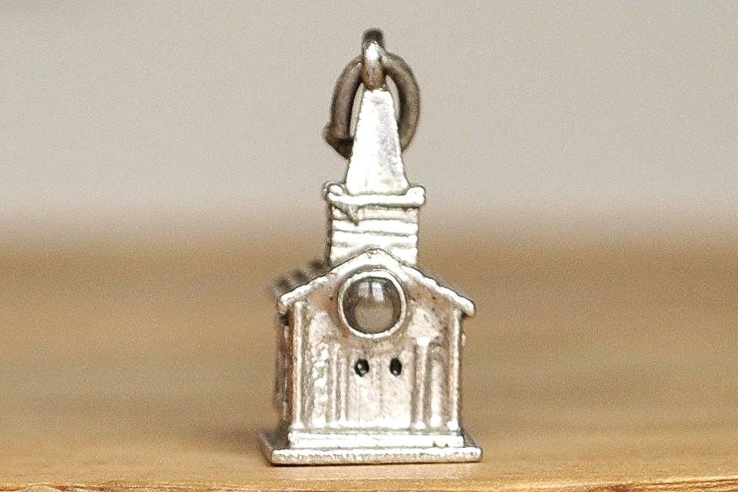 Sterling Silver Christian Church Charm - Tested Sterling Silver - Church and Steeple Charm
