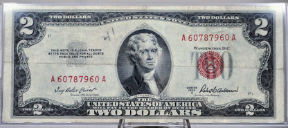 1953A Red Seal Legal Tender 2 Dollar Note - Fancy Bookend Serial Number - 60787960 - 1953-A Two Dollar Legal Tender Note - Fr#1510