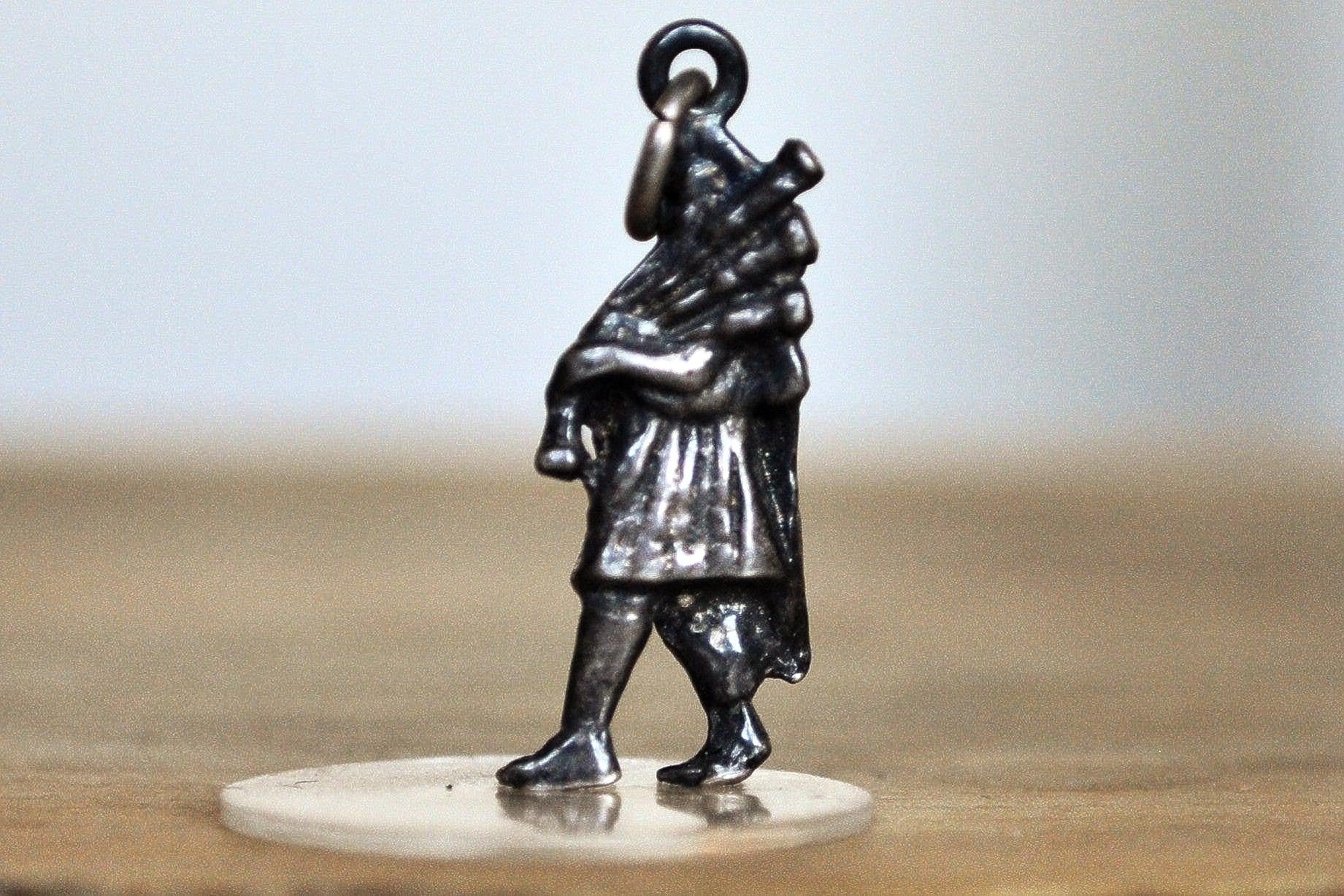 Sterling Silver Scottish Bagpiper Figurine Charm - Tested Sterling Silver - Scottish Celtic Musical Heritage