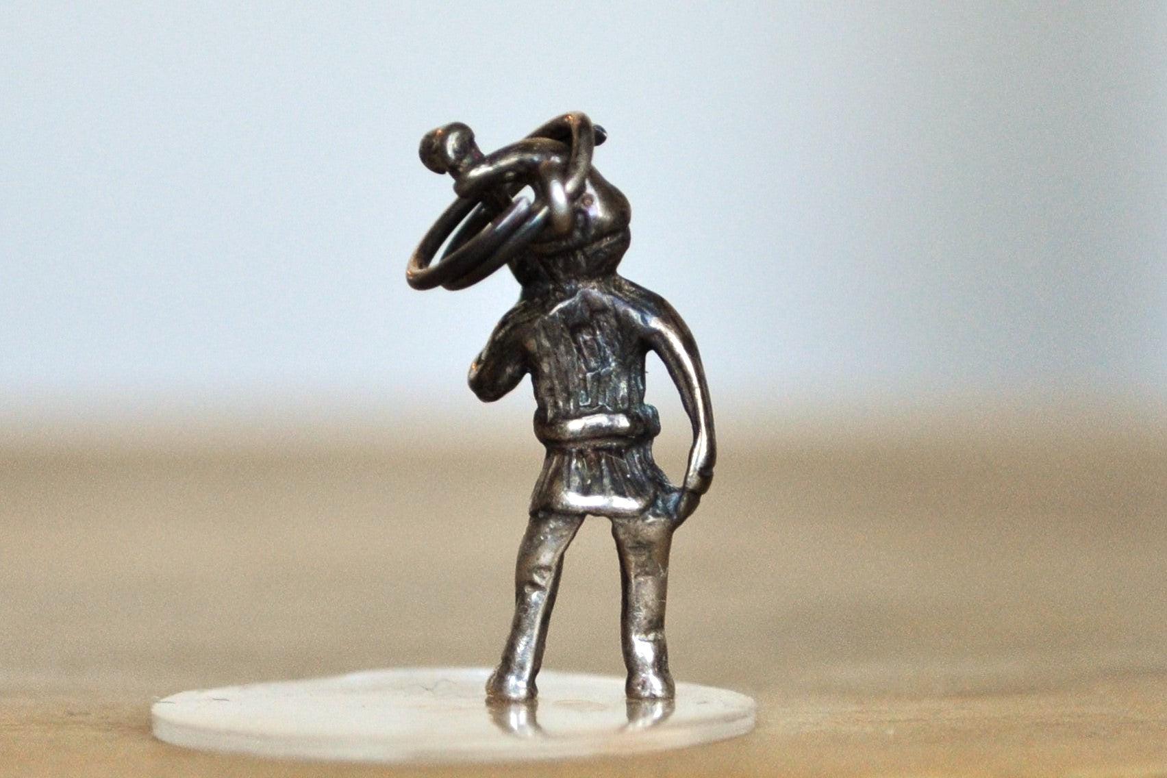 Sterling Silver Working Gnome Figurine Charm - Tested Sterling Silver - Fairy Gnome Fantasy Charm