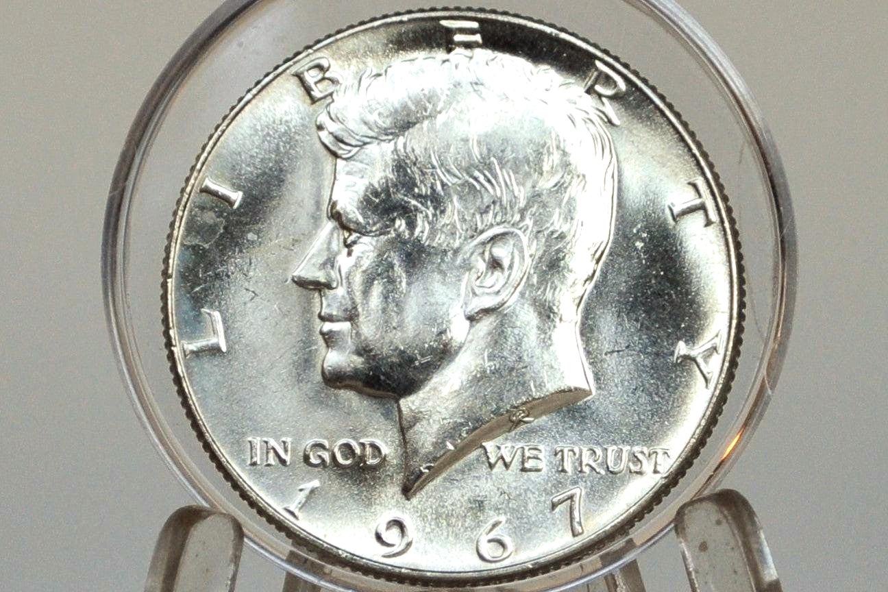 1967 Kennedy Half Dollar, 40% Silver - BU - 1967 Silver Kennedy Half Dollar - Collectible Half Dollar - Philadelphia Mint - 1967 P Kennedy