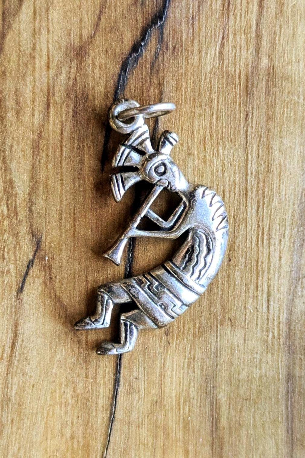 Detailed Sterling Silver Native American Kokopelli Charm - Stamped and Tested Sterling Silver - Rare Native American Deity Jewelry