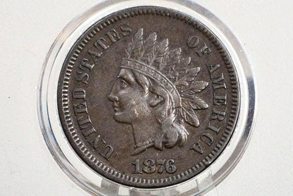 1876 Indian Head Penny - G-VG (Good to Very Good) Grade; Choose by Grade - Indian Head Cent 1876 - Good Date, Harder to Find