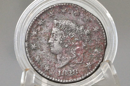 1828 Matron Head Large Cent - VG (Very Good) Grade / Condition - 1828 Coronet Liberty Head Cent - 1828 Penny