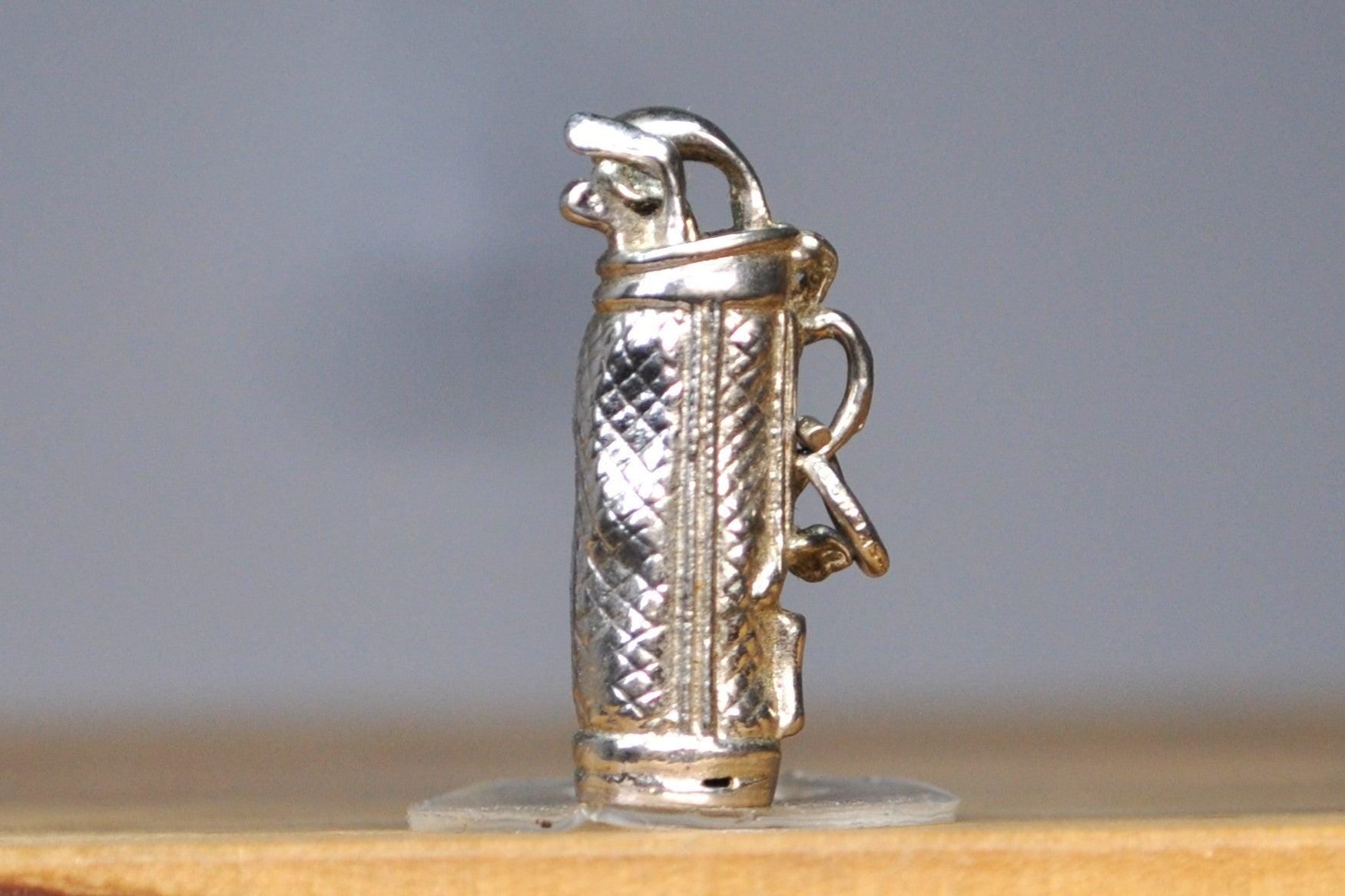 Sterling Silver Golf Carry Bag Charm - Stand Golf Bag Silver Pendent / Charm - Awesome Piece!