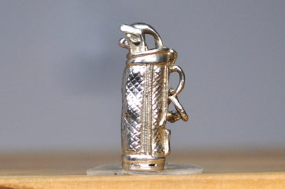 Sterling Silver Golf Carry Bag Charm - Stand Golf Bag Silver Pendent / Charm - Awesome Piece!