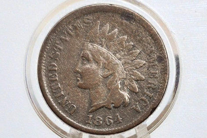 1864-L Indian Head Penny Bronze - Fine Details, Prior Corrosion - 1864 L Cent - Bronze Variety, L - Incredible Obverse, Affordable Coin