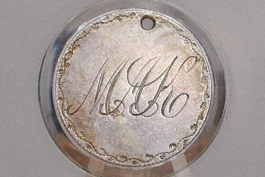 Genuine Antique Love Token, MAK - Made From an 1800&#39;s Silver Dime - Beautiful Scroll Work, 1800s Silver Love Token, &quot;MAK&quot; Love Token